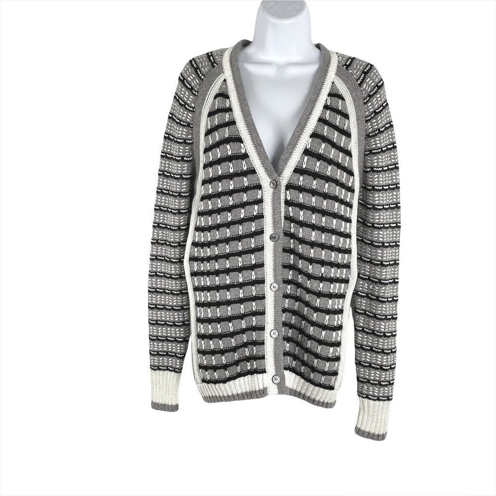 Prabal Gurung Grid Stitch Cardigan Sweater Wool Nylon NWT Women's Small